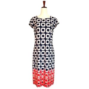 🎁 Liz Claiborne Shift Dress. Geometric Block pattern with Cap Sleeves.